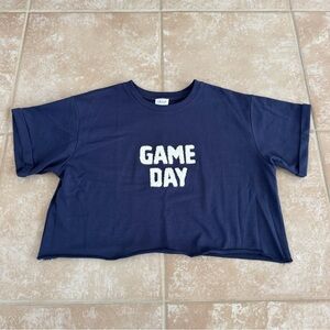 Navy Game Day Crop Top